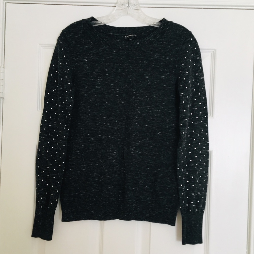EXPRESS Jeweled Charcoal Gray Sweater Size SP